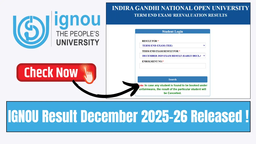 IGNOU Result December 2025-26